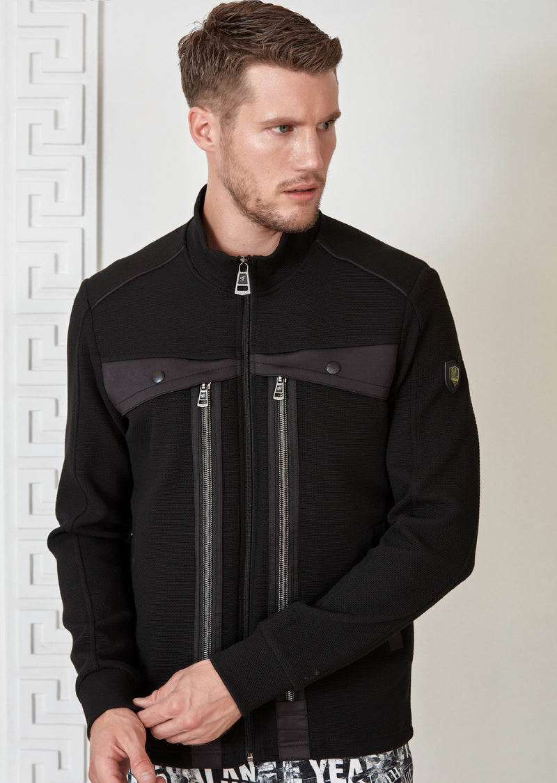 Black Double Zipper Hybrid Jacket