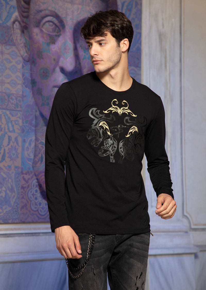 Black Gold Tiger Rhinestone Tee