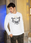 White Gold Tiger Rhinestone Long Sleeve Tee