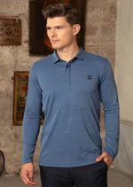 Blue Horizontal Stripe Polo