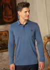 Blue Horizontal Stripe Polo