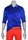 Royal Blue Paisley Embossed Velour Polo