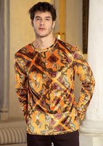 Orange Tiger Print Velour Sweater
