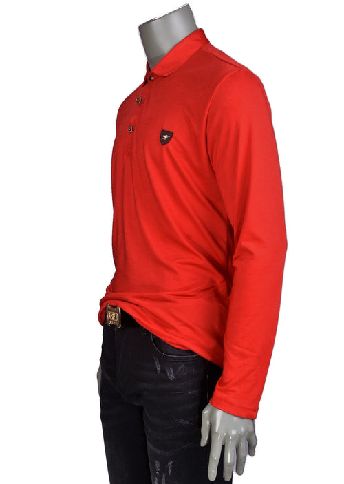 Red Gold Luxe Long Sleeve Polo