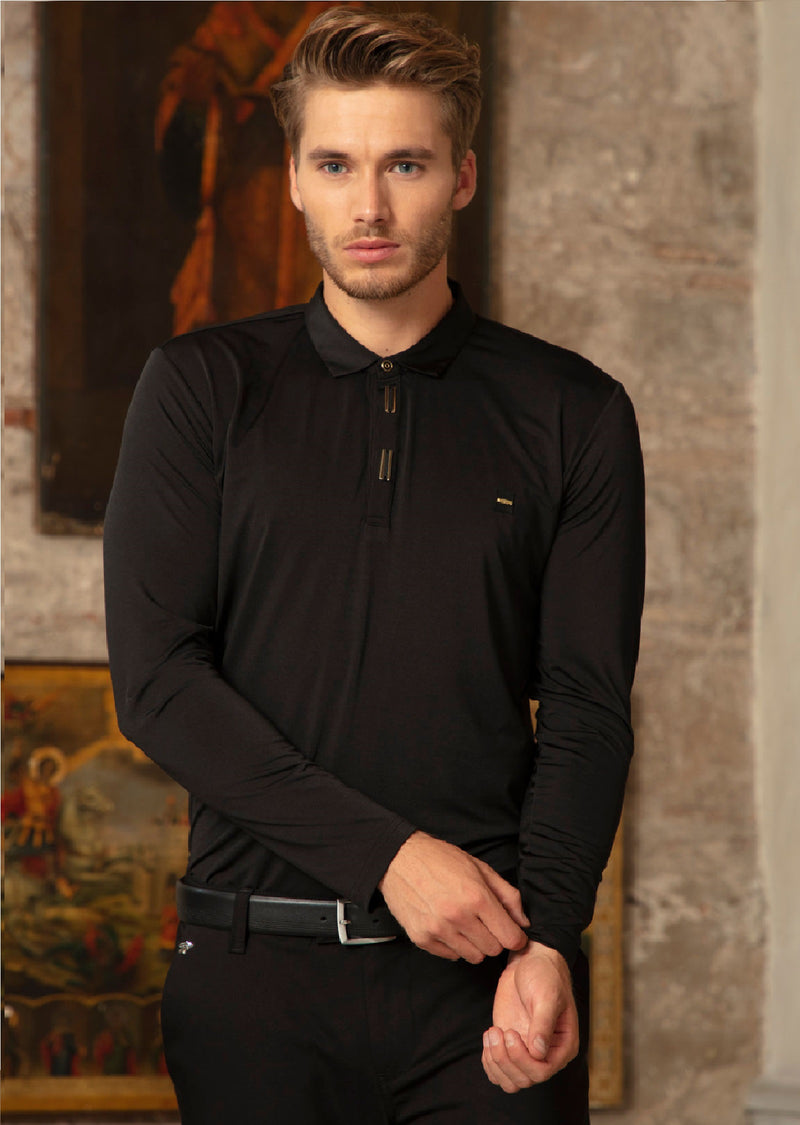 Black Gold Luxe Long Sleeve Polo