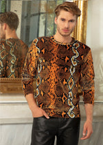 Black Orange "Snake" Velour Sweater