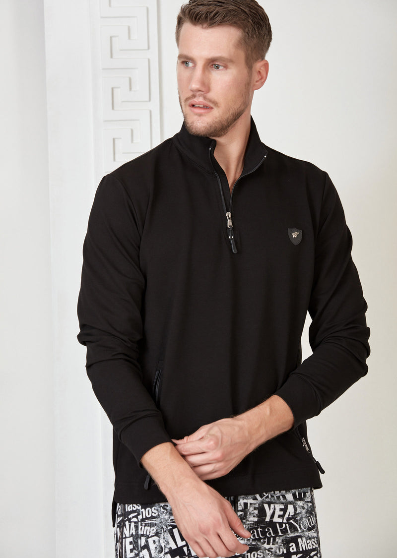 Black Quarter Zip Sweater