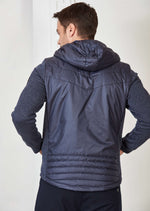 Navy Hooded Hybrid Quilted Jacket