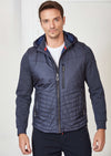 Navy Hooded Hybrid Quilted Jacket