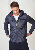 Navy Hooded Hybrid Quilted Jacket