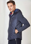 Navy Hooded Hybrid Quilted Jacket