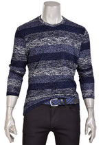 Navy Stripe Flocked Print Sweater