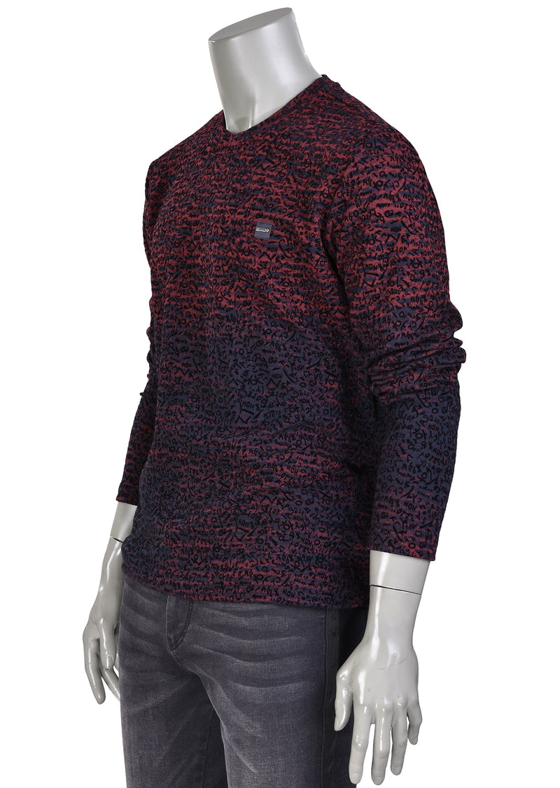 Burgundy Flocked Print Sweater