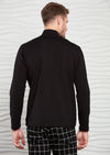 Black Half-Zip Ribbon Sweater