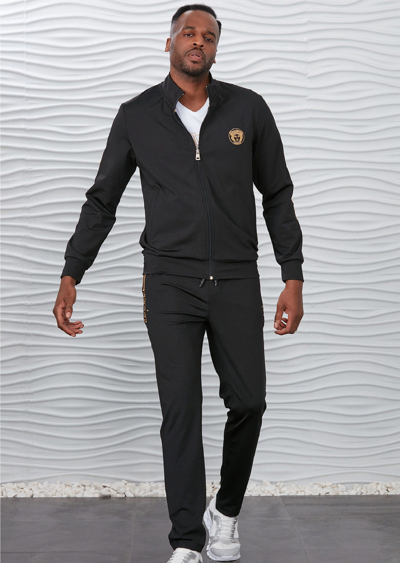 Black Gold Embroidery 2-pcs Tracksuit