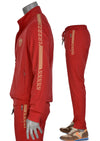 Red Gold Border Embroidery 2-pieces Tracksuit