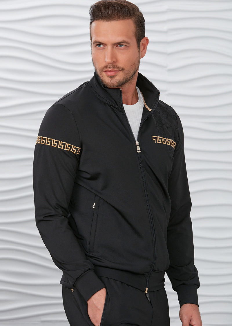 Black Gold Embroidery 2-pieces Tracksuit