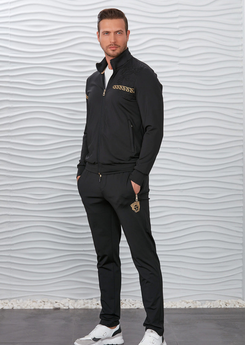 Black Gold Embroidery 2-pieces Tracksuit