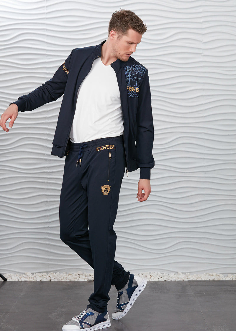 Navy Gold Embroidery 2-pieces Tracksuit