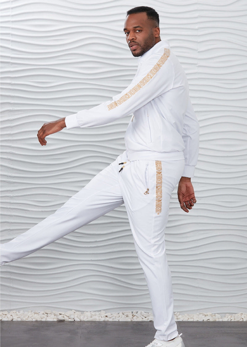 White Gold Crown Embroidery 2 pieces Tracksuit MONDO Menswear