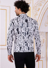 White Alphabet Long Sleeve Polo