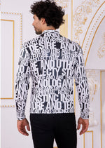 White Alphabet Long Sleeve Polo