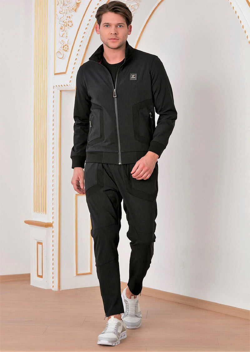 Black  Performance Tech 2-pieces Tracksuit