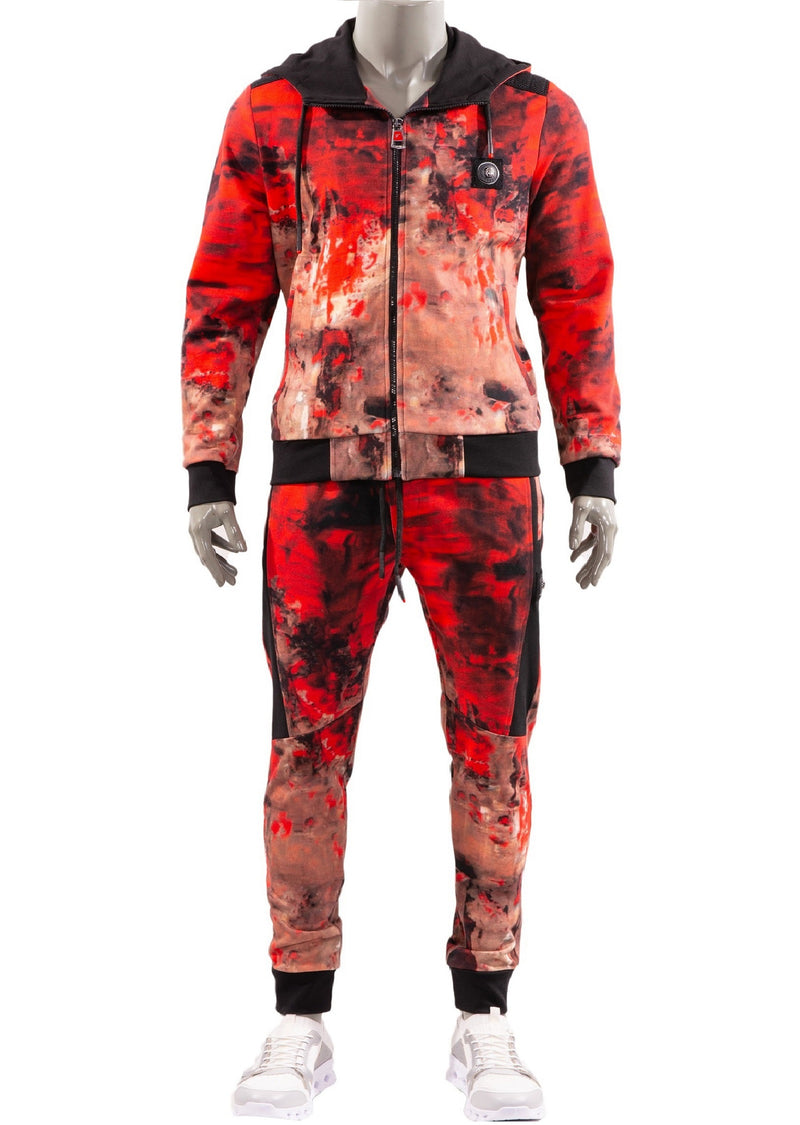 Red Tie-dye 2-pieces Tracksuit