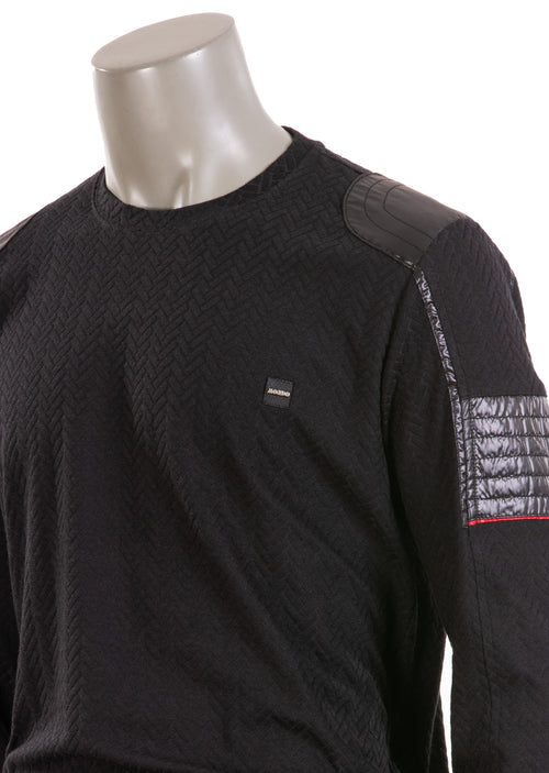 Black Nylon Quilted Detailed Sweater