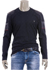 Navy Nylon Quilted Detailed Sweater