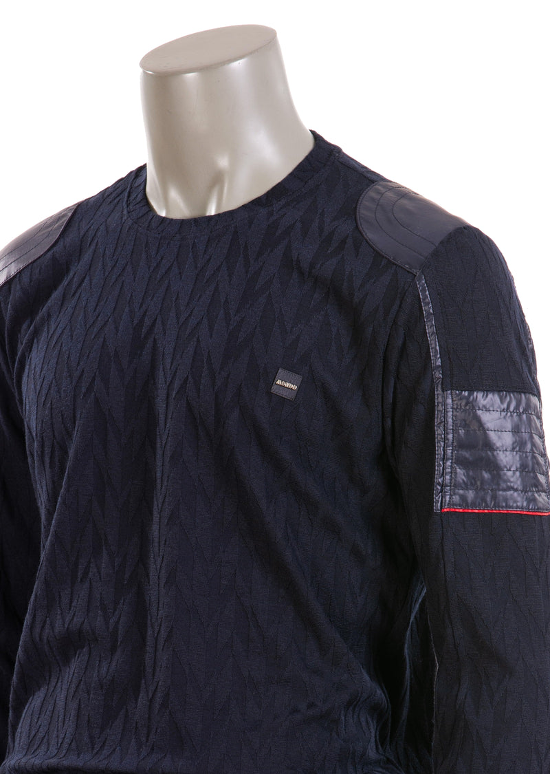 Navy Nylon Quilted Detailed Sweater