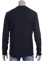 Navy Nylon Quilted Detailed Sweater