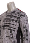 Gray Abstract Print Detailed Sweater