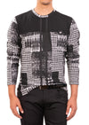 Black Gray Panel Brushstroke Sweater