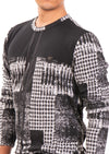 Black Gray Panel Brushstroke Sweater