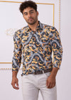 Gray Gold Meander Polo