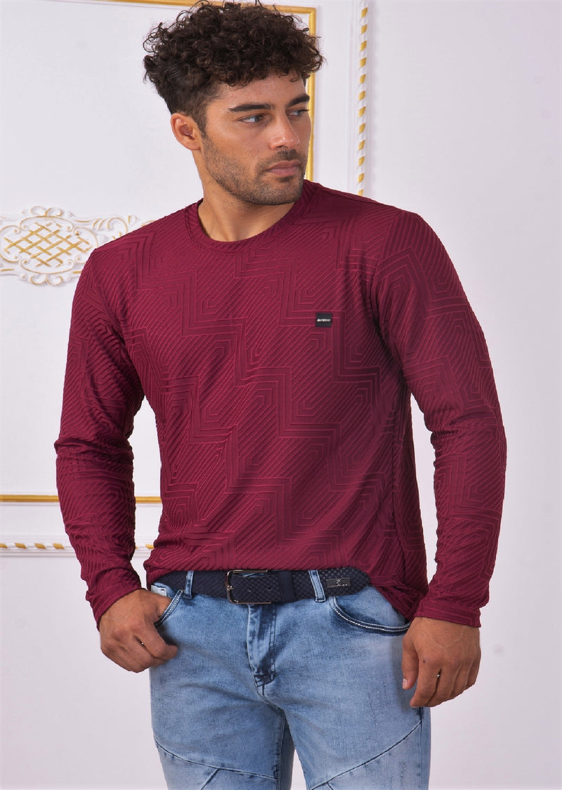 Burgundy Zigzag Meander Sweater