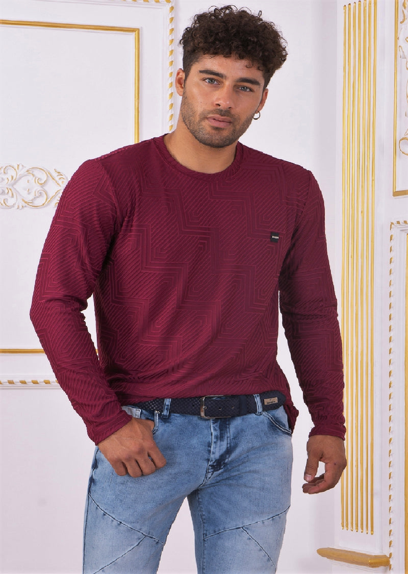 Burgundy Zigzag Meander Sweater