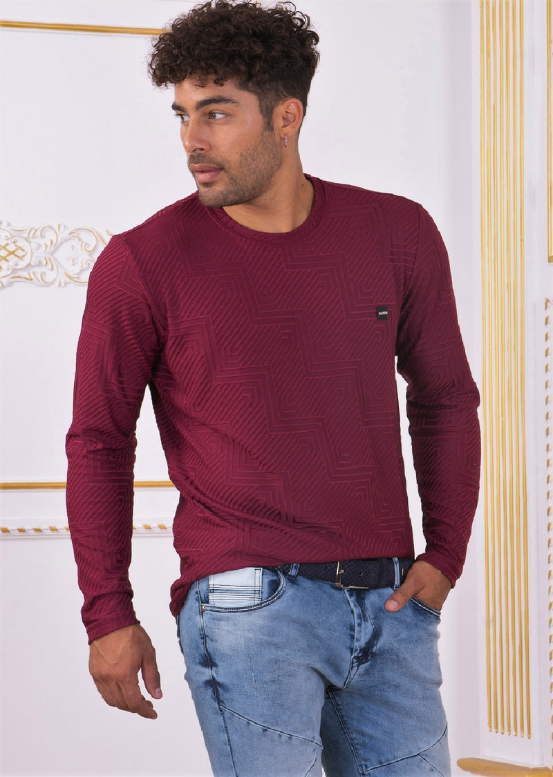 Burgundy Zigzag Meander Sweater