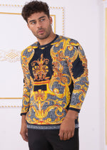 Gold Meander King Velour Sweater