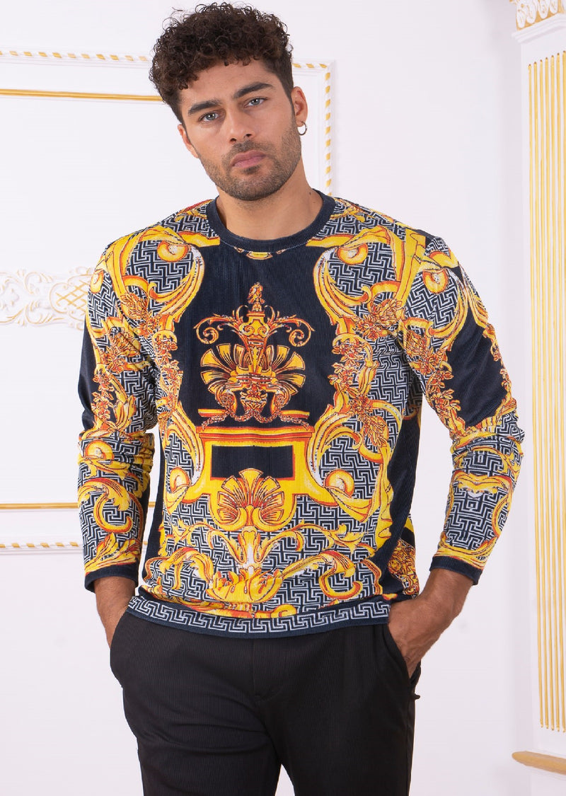 Gold Meander King Velour Sweater