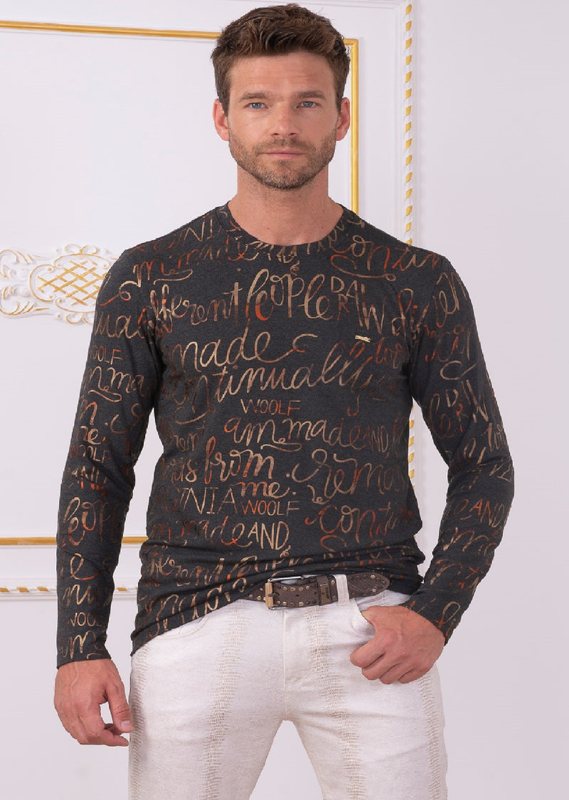 Gray Gold "Words" Sweater