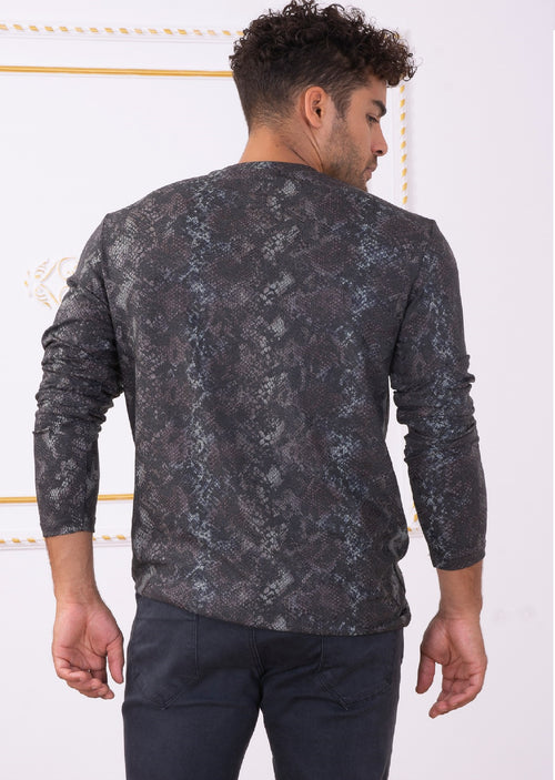 Gray Snake Print Sweater