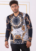 Black Gold Baroque Velour Sweater