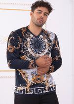 Black Gold Baroque Velour Sweater