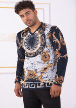 Black Gold Baroque Velour Sweater