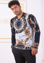 Black Gold Baroque Velour Sweater