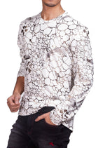 White Marble Vein Knit Sweater