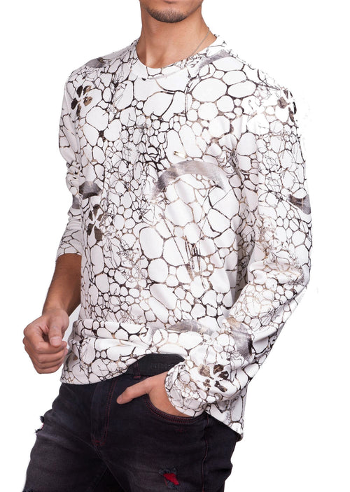 White Marble Vein Knit Sweater