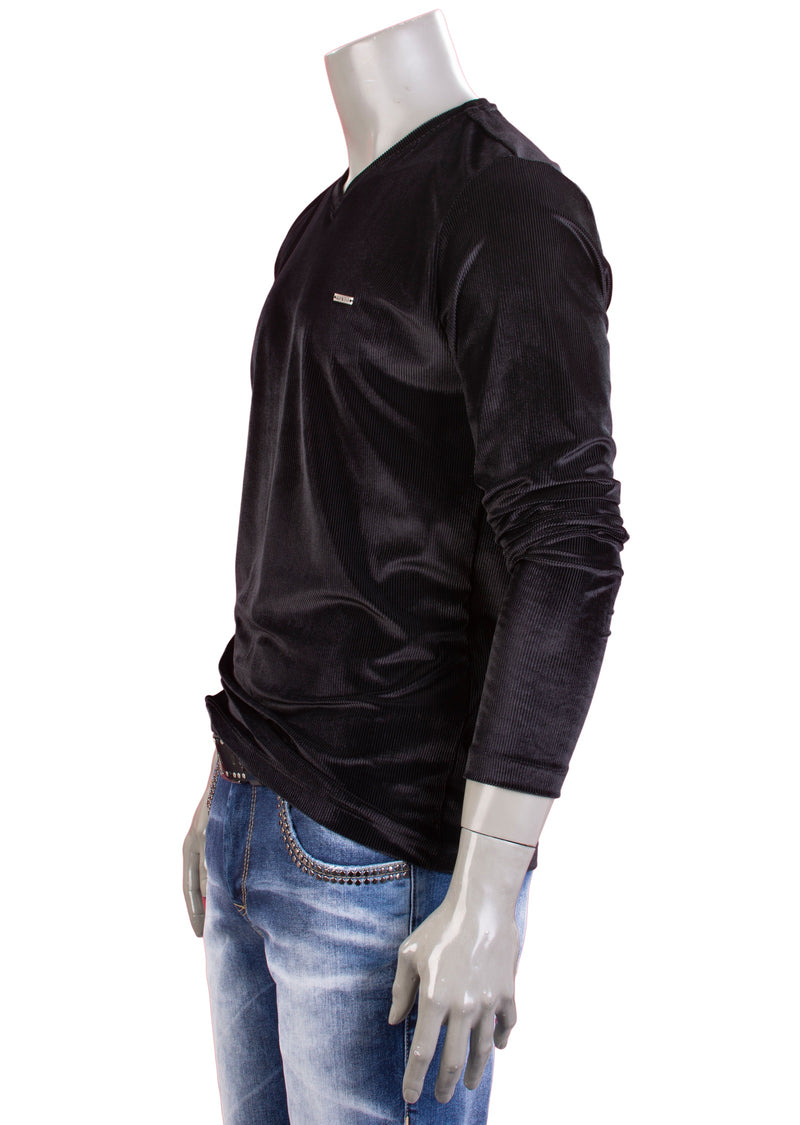 Black "Night Watch" Velour Sweater